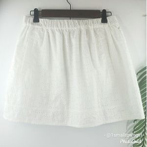 J. Crew eyelet circle mini skirt lined S white NWT